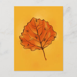 Herbstleaf und Ameisen in Gelborange Postkarte