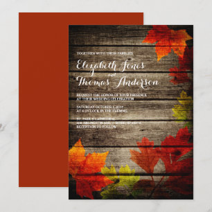 Herbstleaves Barholz Rustikale Hochzeit im Herbst Einladung
