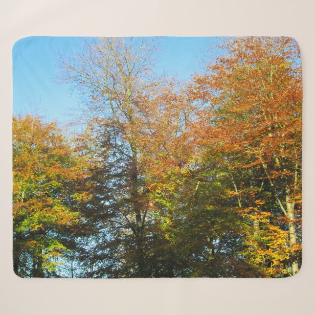 Herbstleaves & Blauer Himmel - Personalisiert Sherpadecke (Vorderseite (Horizontal))