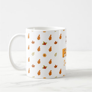 Herbstleaves Blume Muster Hallo Herbstname Kaffeetasse