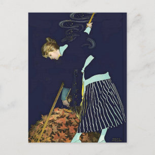 Herbstleaves Bonfire von C Coles Phillips Postkarte