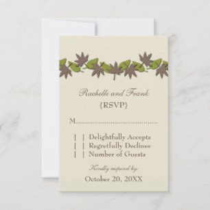 Herbstleaves Border RSVP card, braun/grün Karte