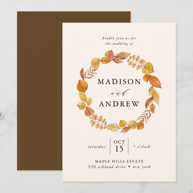 Herbstleaves | Einladung zur Hochzeit (Vorne/Hinten)
