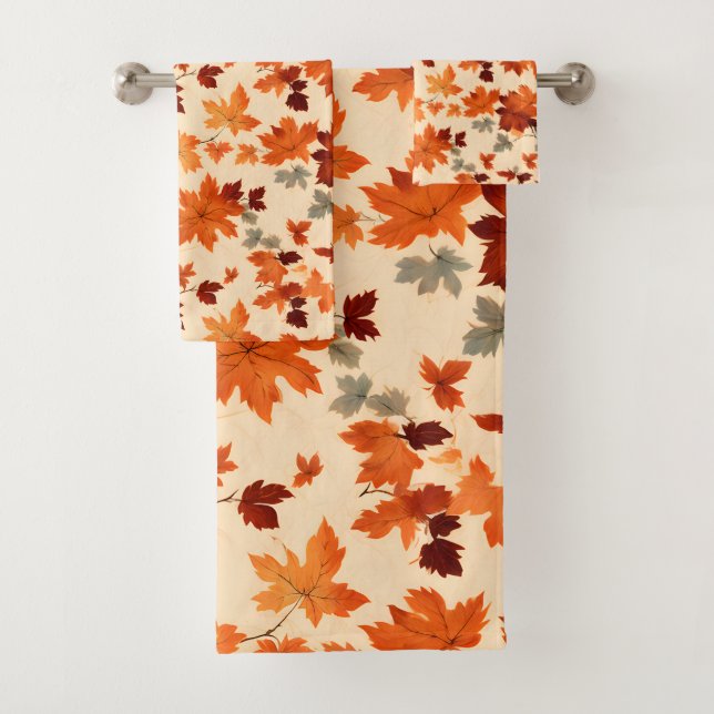 Herbstleaves - Elegantes sanftes Herbst Badhandtuch Set (Insitu)