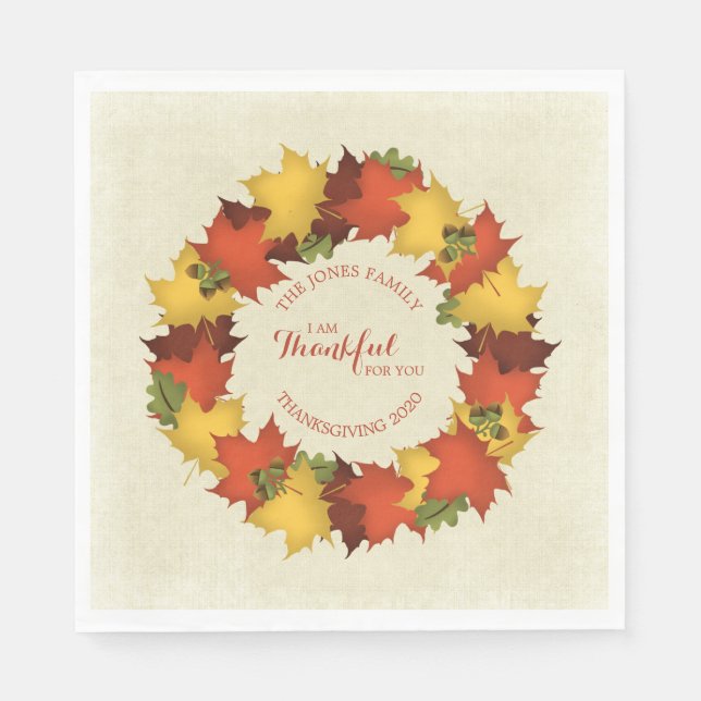 Herbstleaves Erntedank Wreath Serviette (Vorderseite)