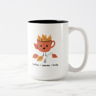 Herbstleaves Falldesign mit Namen Zweifarbige Tasse