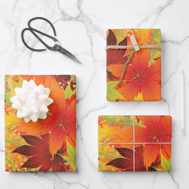 Herbstleaves Geschenkpapier Set (Vorderseite)