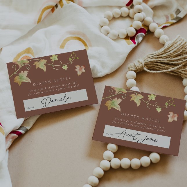 Herbstleaves Herbst Babydusche Windeln Raffel Begleitkarte (Von Creator hochgeladen)