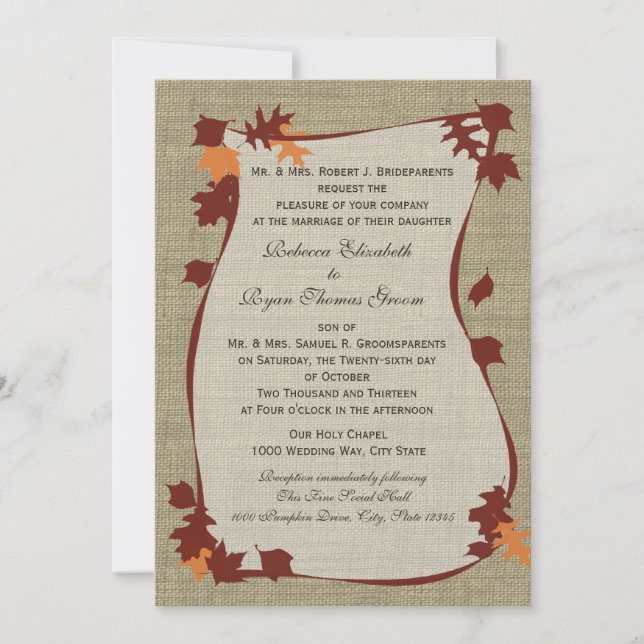 Herbstleaves Hochzeit Einladung (Vorderseite)