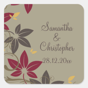 Herbstleaves Hochzeit Quadratischer Aufkleber