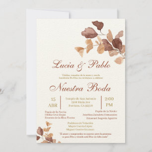 Herbstleaves Hochzeitseinladung auf Spanisch Einladung