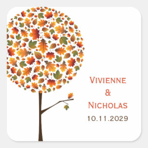 Herbstleaves Moderner Pop Hochzeit im Herbst Stick Quadratischer Aufkleber