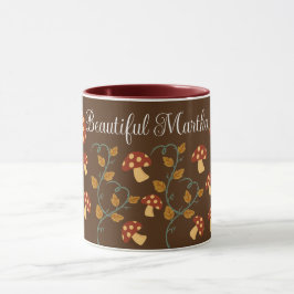 Herbstleaves Mushroom-Tasse mit bearbeitbarem Name Tasse