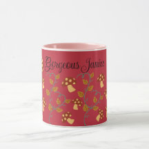 Herbstleaves Mushroom-Tasse mit bearbeitbarem Name