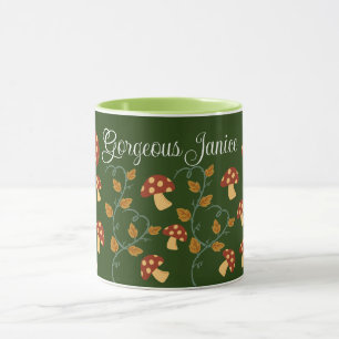 Herbstleaves Mushroom-Tasse mit bearbeitbarem Name Tasse