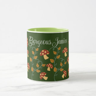 Herbstleaves Mushroom-Tasse mit bearbeitbarem Name Tasse
