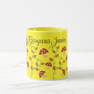 Herbstleaves Mushroom-Tasse mit bearbeitbarem Name Tasse