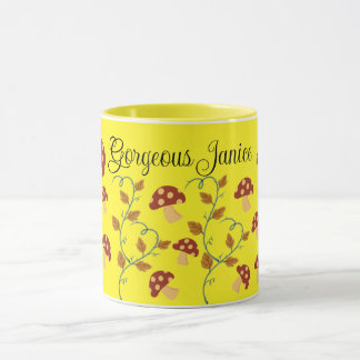 Herbstleaves Mushroom-Tasse mit bearbeitbarem Name Tasse