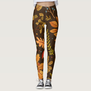 Herbstleaves Mushrooms Vintages Muster Leggings