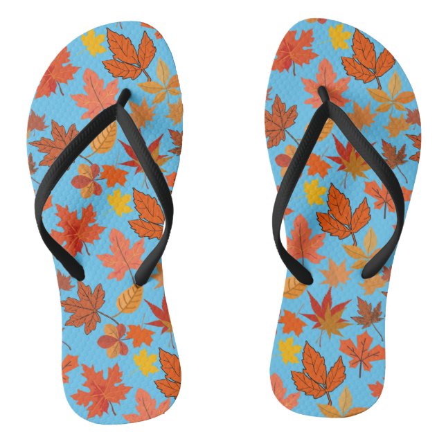 Herbstleaves Muster 01x4b L Blue BG Flip Flops (Fußbett)
