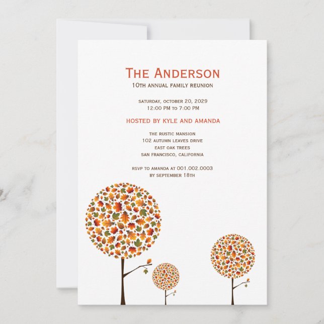Herbstleaves Pop Tree Family Wiedersehen Party lad Einladung (Vorderseite)