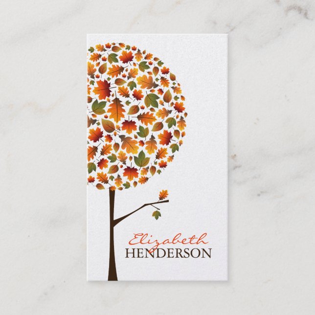Herbstleaves Pop Tree Nature Business Card Visitenkarte (Vorderseite)