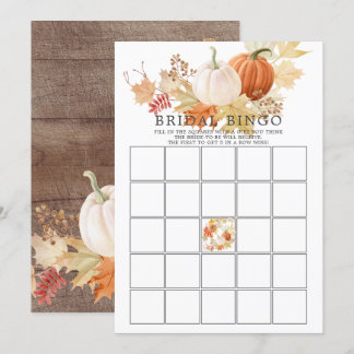 Herbstleaves Pumpkin BINGO Brautparty Game Einladung