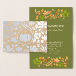 Herbstleaves & Pumpkin Luxus Erntedank Real Folienkarte