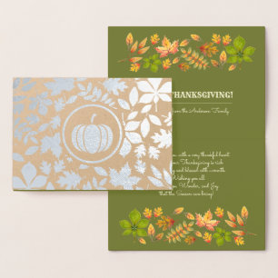Herbstleaves & Pumpkin Luxus Erntedank Real Folienkarte