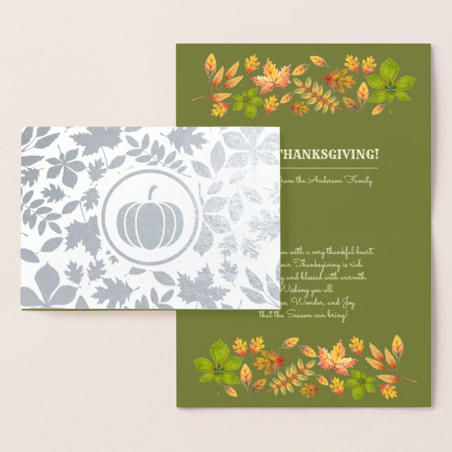 Herbstleaves & Pumpkin Luxus Erntedank Real Folienkarte (Anzeige)