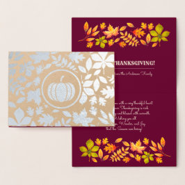 Herbstleaves & Pumpkin Luxus Erntedank Real Folienkarte
