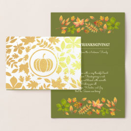 Herbstleaves & Pumpkin Luxus Erntedank Real Folienkarte