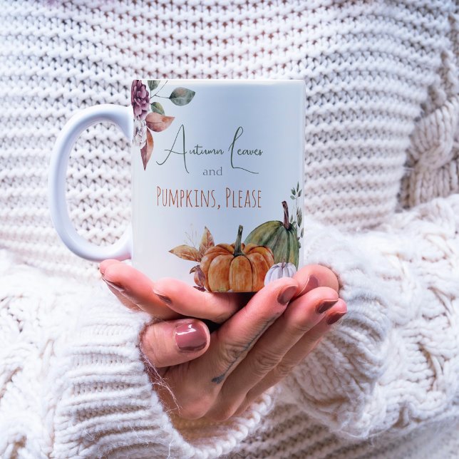 Herbstleaves & Pumpkins Bitte rustikale Wasserfarb Kaffeetasse (Von Creator hochgeladen)