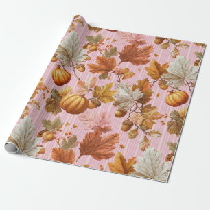 Herbstleaves & Pumpkins Nahtloses Muster Geschenkpapier