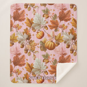 Herbstleaves & Pumpkins Nahtloses Muster Sherpadecke