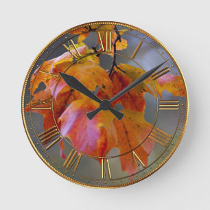 Herbstleaves Runde Wanduhr
