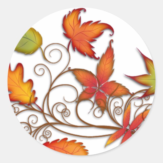 Herbstleaves Runder Aufkleber (Vorderseite)