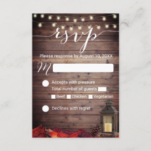 Herbstleaves rustikale Laterne Hochzeit im Herbst RSVP Karte