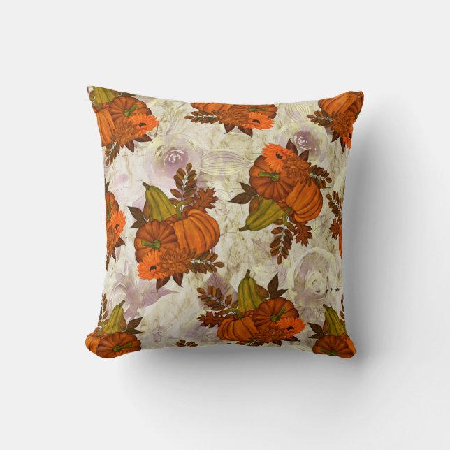 Herbstleaves und Pumpkin Herbstmuster Kissen (Vorderseite)