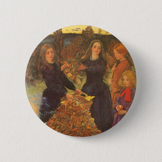Herbstleaves von Sir John Everett Millais Button (Vorderseite)