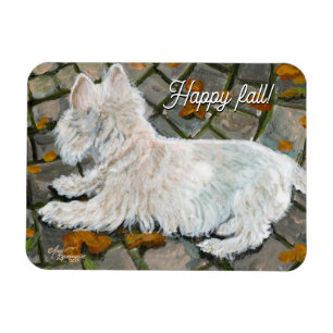 Herbstleaves Westie auf Patio Magnet