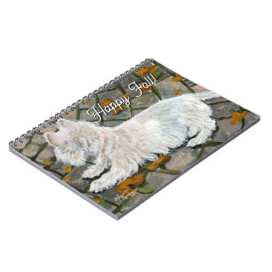 Herbstleaves Westie auf Patio Notizblock