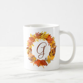 Herbstleaves Wreath Personalisierte Monogramm-Tass Kaffeetasse