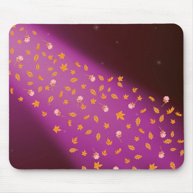 Herbstleeves und Rose rosa Mousepad (Vorne)