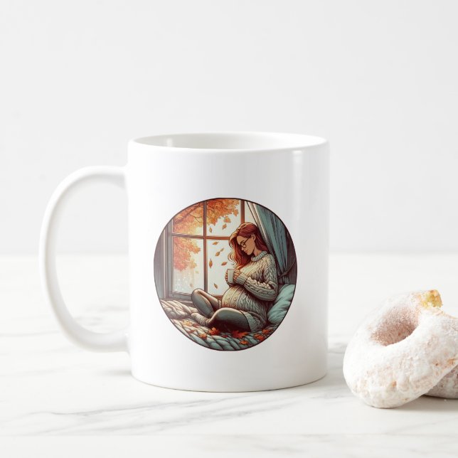 Herbstleuchte: Gemütliche Momente der Mutterschaft Kaffeetasse (Mit Donut)