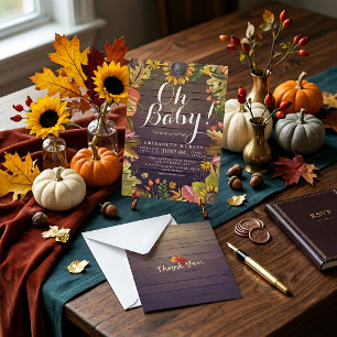 Herbstliche Ahornblätter Kürbis Baby Shower Karten