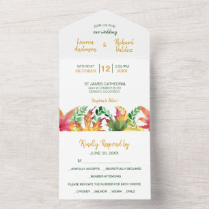 Herbstliche Akacia-Blätter Fotovorlage Hochzeit All In One Einladung