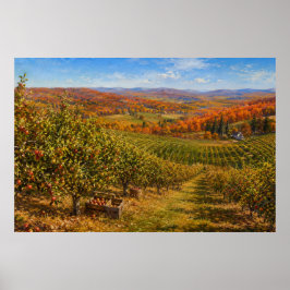 Herbstliche Apfelplantagenlandschaft Poster