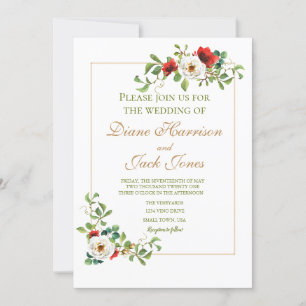 Herbstliche Aquarell-Hochzeit mit Botanik-Motiven Einladung