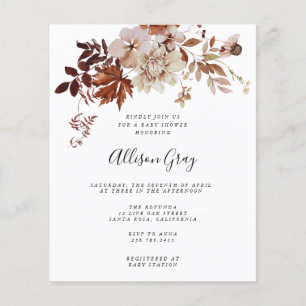 Herbstliche Babyparty-Blumen   Budget-Flugblatt Flyer